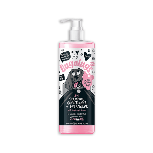 Bugalugs 3-i-1 Shampoo til filtret pels med Hindbær & Citron (500ml)