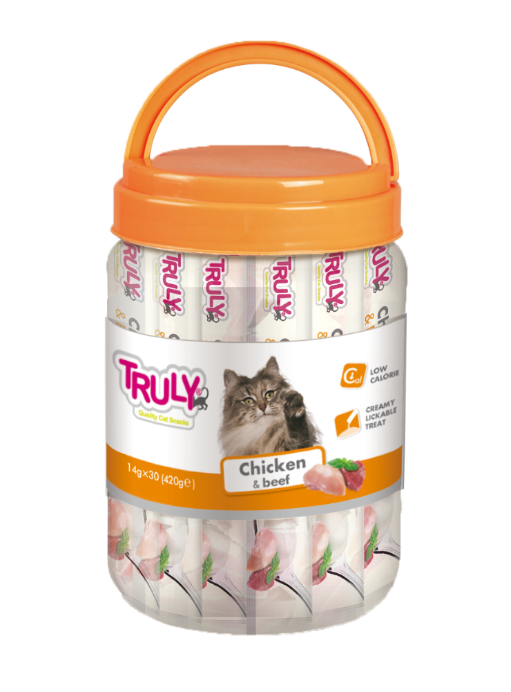 Truly Cat Creamy Lickable Chicken & Beef 420g (30 tuber i en spand)