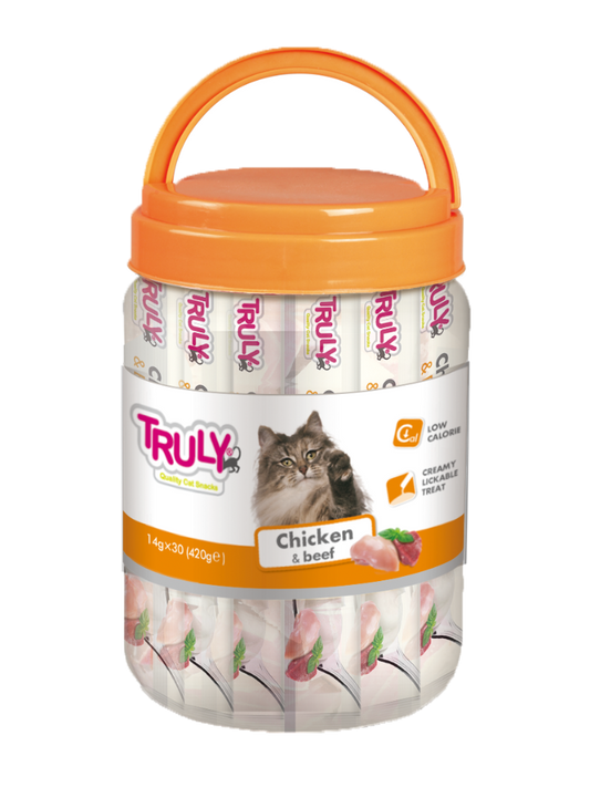 Truly Cat Creamy Lickable Chicken & Beef 420g (30 tuber i en spand)