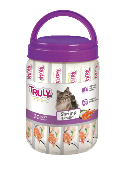 Truly Cat Creamy Lickable Rejer & Torsk 420g (30 stk)