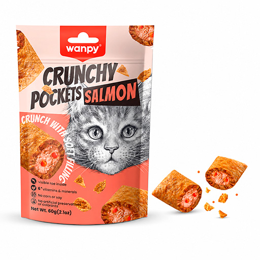 Wanpy Cat Crunchy Pockets Salmon 60g